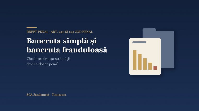 Bancrută frauduloasă și bancrută simplă - interfața dintre insolvența societății și dosarul penal - SCA Zandomeni