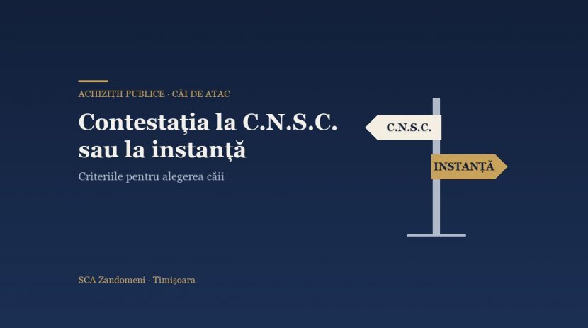 Contestația la C.N.S.C. sau direct la instanță: criteriile pentru alegerea căii - SCA Zandomeni
