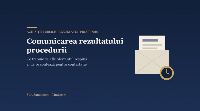 Comunicarea rezultatului procedurii: ce trebuie să afle ofertantul respins și de ce contează pentru contestație - SCA Zandomeni