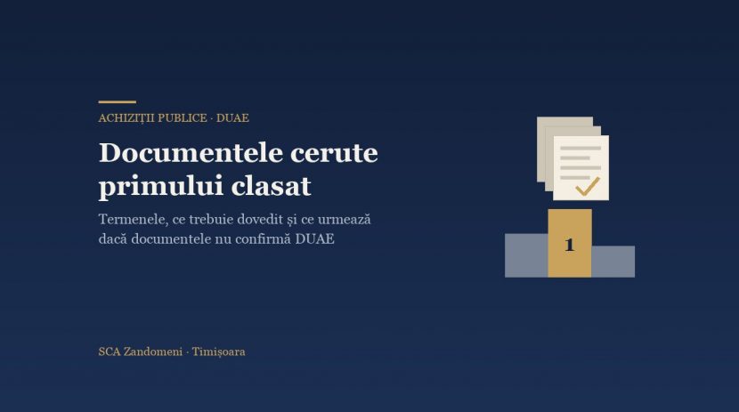 Documentele cerute ofertantului clasat pe primul loc: termenele și DUAE - SCA Zandomeni