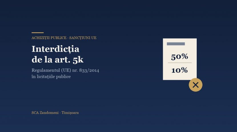 Interdicția de la art. 5k din Regulamentul (UE) nr. 833/2014 în licitațiile publice - SCA Zandomeni