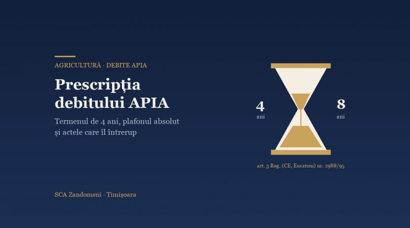 Prescripția dreptului APIA de a recupera sumele plătite: când debitul nu mai poate fi cerut - SCA Zandomeni